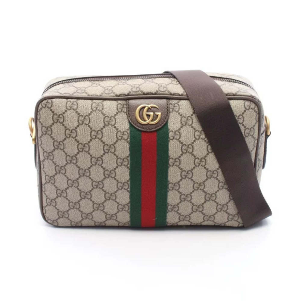 Gucci Ophidia GG Supreme Canvas Leather Crossbody Bag Multicolor Beige Tan